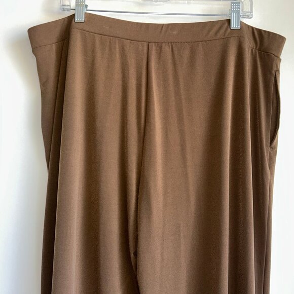 SUSAN GRAVER Every Day Liquid Knit Wide-Leg Pants Size XL Brown Side Slit ~ EUC - Picture 5 of 13